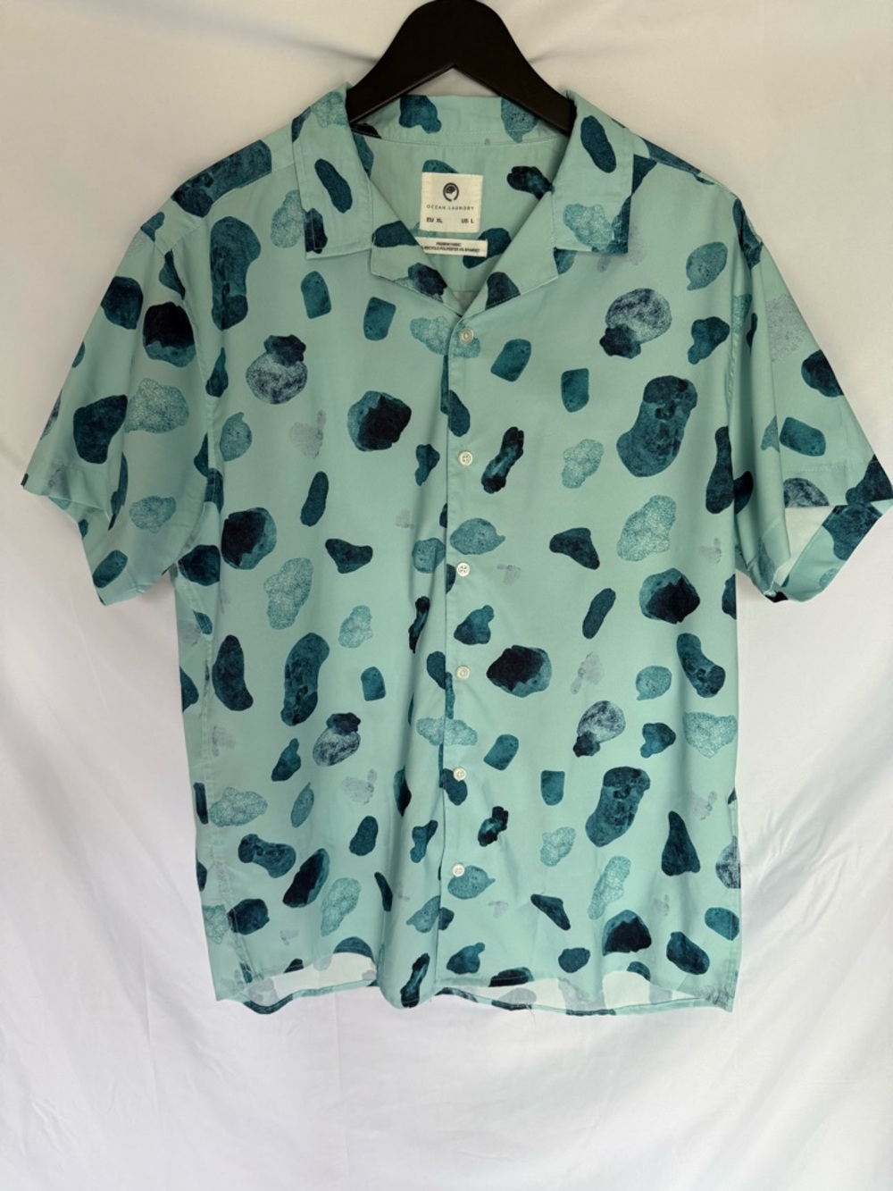 Ocean Laundry Abstract Art Print Short Sleeve Button Down Large
